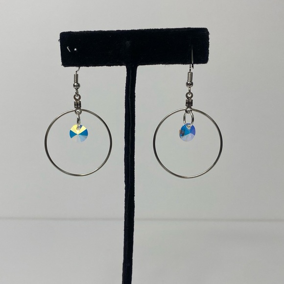 Handmade AB Swarovski Crystal Pendent Dangle Earrings NEW - Picture 3 of 4